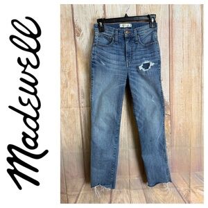 💵Madewell Women's Distressed DenimClassic Blue Straight Leg Jeans Size 24